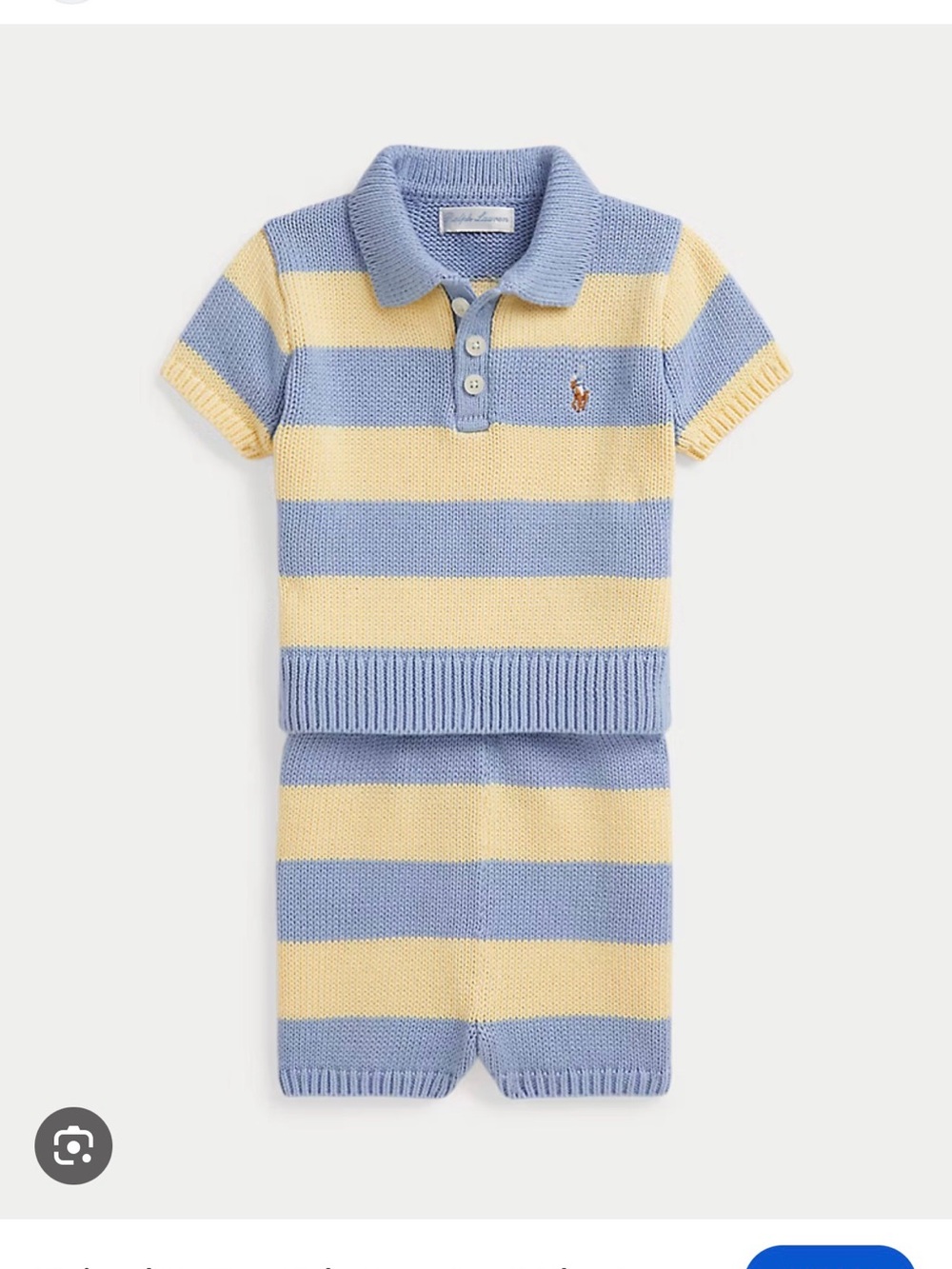 Ralph Lauren Striped Knit Polo Set in Light Blue & Pale Yellow